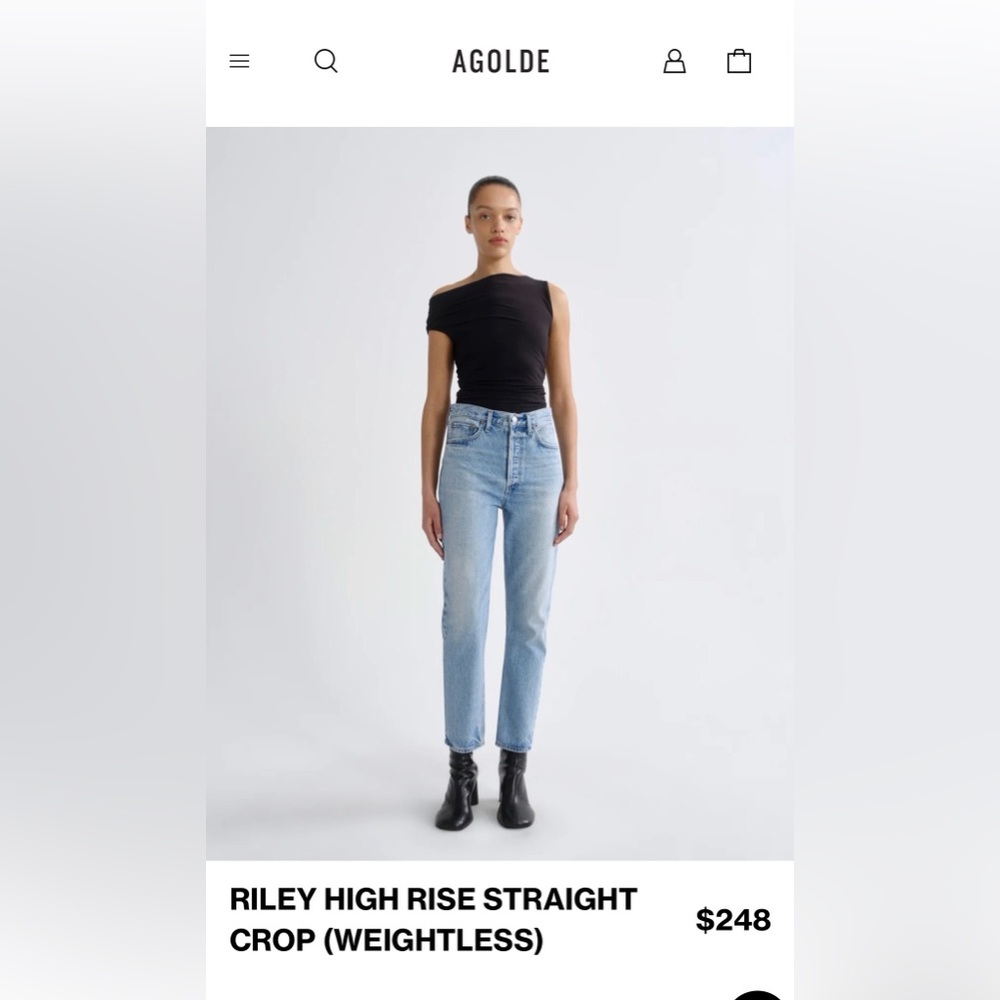 Agolde Riley High Rise Straight Crop Jeans